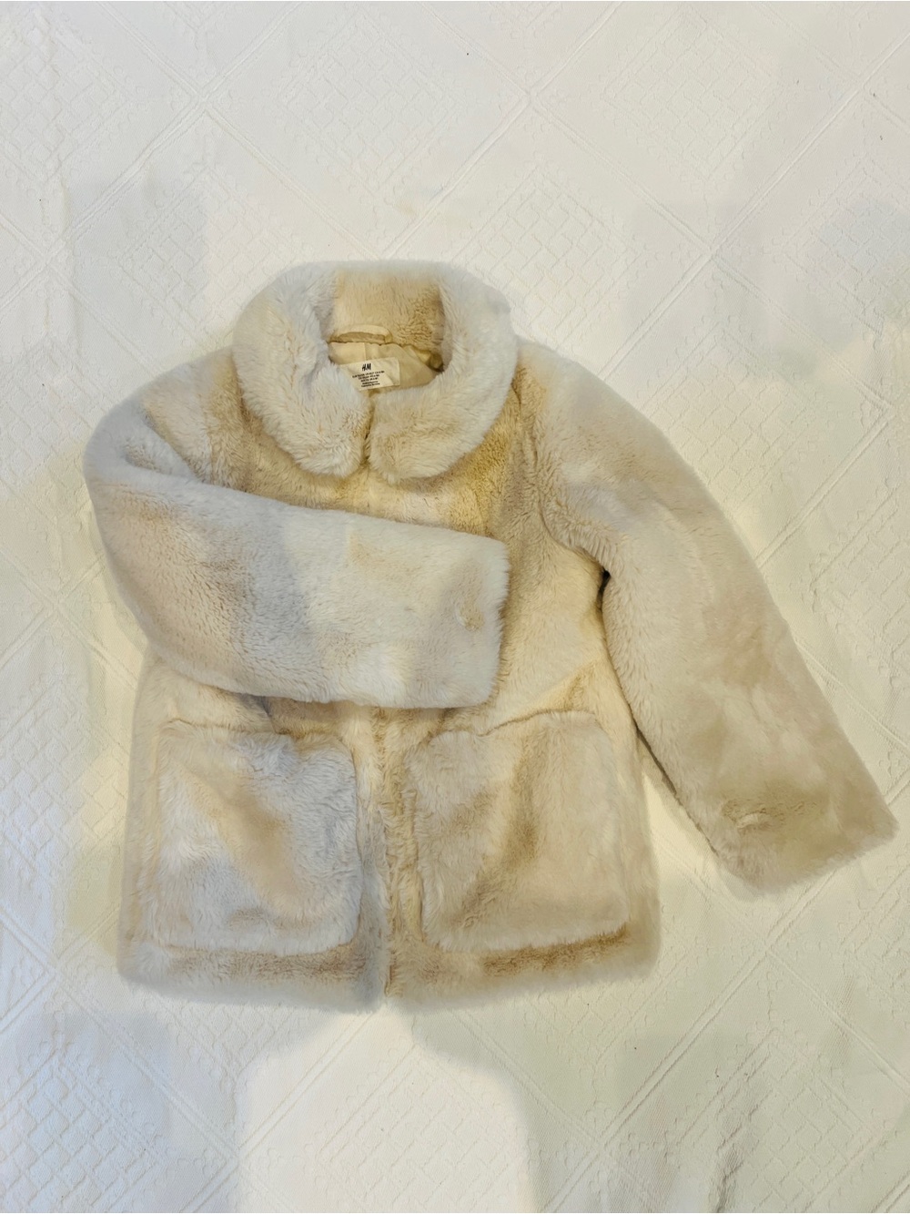 Like new H&M white Faux Fur Kids Pea Coat